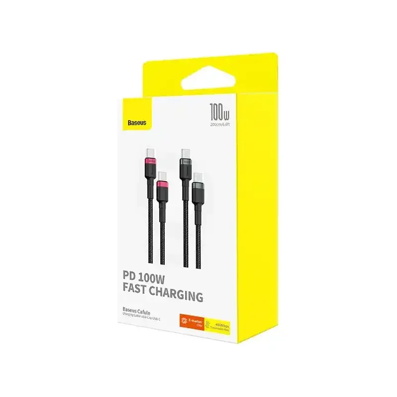 کابل شارژ Type-C to C باسئوس مدل Cafule Series 100 وات (2عددی)